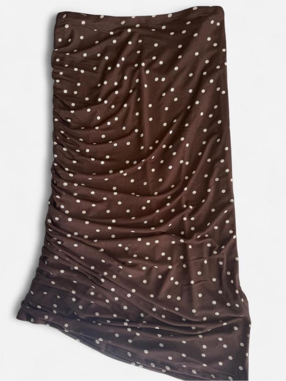 B Wear Brown Polka Dot Ruched Mesh Midi Skirt Y2K Coquette - Size M - New